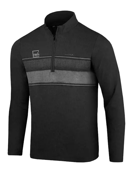 TravisMathew Black Balboa Chest Stripe Quarter Zip w/Reli Title Logo