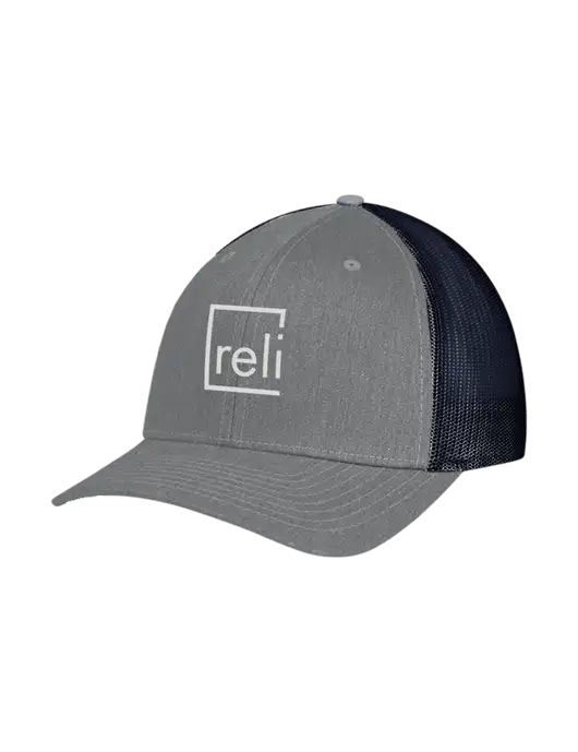 Richardson Adjustable Snapback Original 112 Trucker Cap Heather Grey w/Navy Mesh w/Reli Title Logo