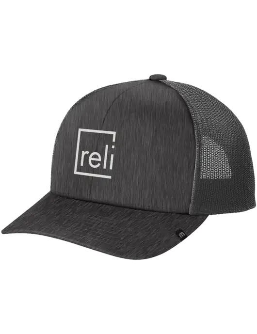 TravisMathew Very Dark Grey Heather Cruz Trucker Cap w/Reli Title Logo