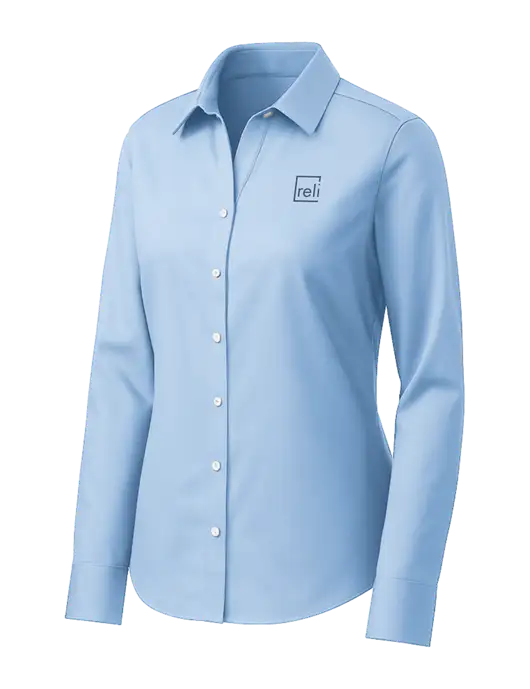 Brooks Brothers Womens Light Blue Wrinkle-Free Stretch Pinpoint Shirt w/Reli Title Logo