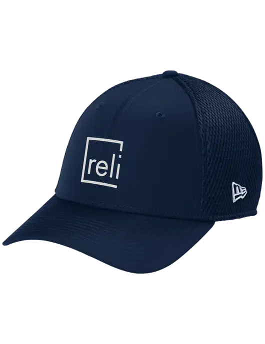 New Era 39THIRTY Performance Stretch Dark Navy Mesh Cap w/Reli Title Logo