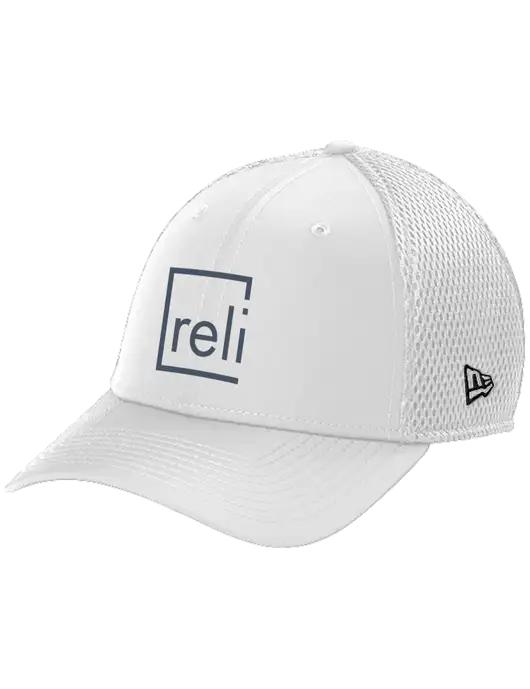 New Era 39THIRTY Performance Stretch White Mesh Cap w/Reli Title Logo