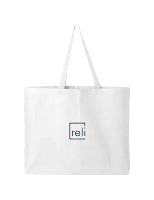 Sturdy Canvas White Tote w/Reli Title Logo