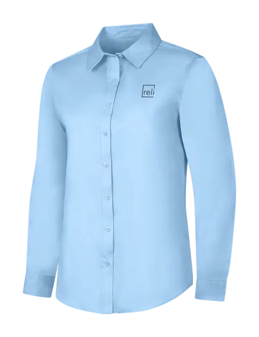 Womens Light Blue Long Sleeve Superpro React Twill Shirt w/Reli Title Logo