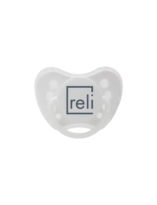 Silicone White Pacifier with Clear Cover w/Reli Title Logo