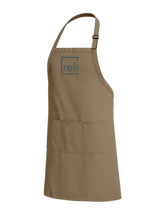 Easy Care Extra Long Bib Dark Tan Apron with Stain Release w/Reli Title Logo