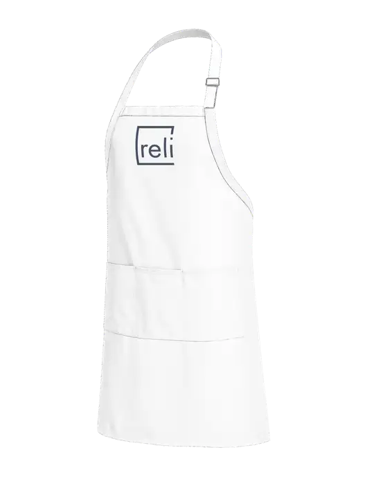 Easy Care Extra Long Bib White Apron with Stain Release w/Reli Title Logo