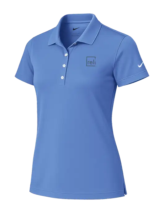 Nike Womens Light Blue Tech Basic Dri-FIT Polo
 w/Reli Title Logo