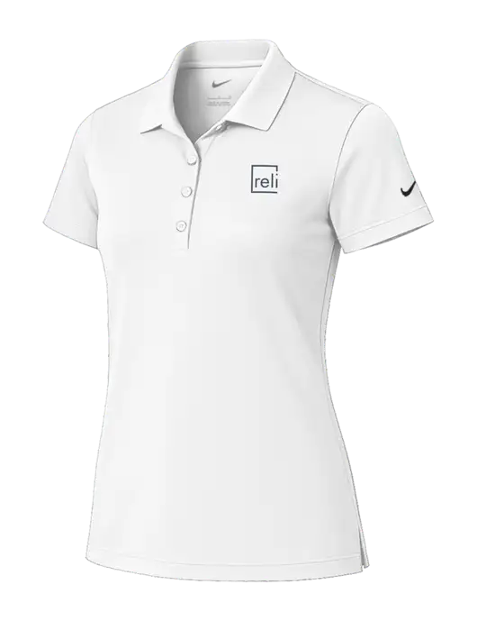 Nike Womens White Tech Basic Dri-FIT Polo
 w/Reli Title Logo