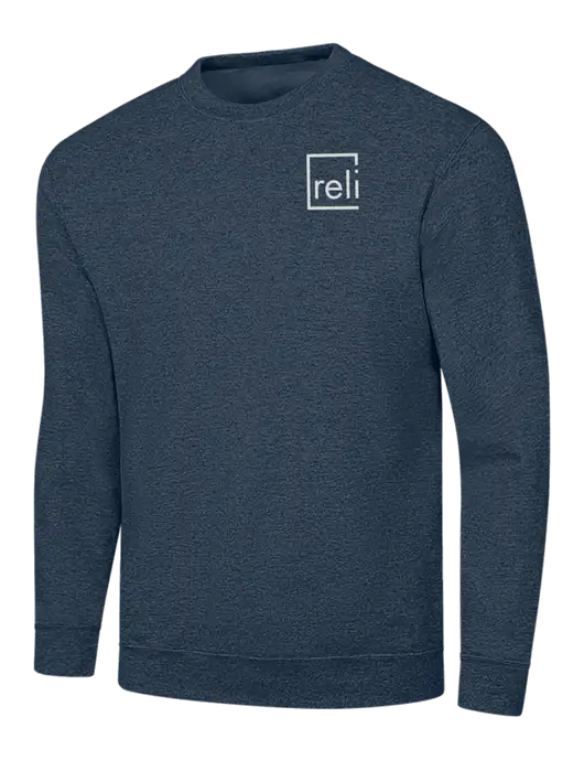 Heather Navy 7.8 oz Ring Spun Crew Sweatshirt w/Reli Title Logo