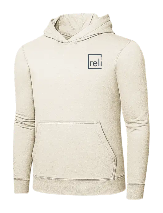 Very Light Tan 7.8 oz Ring Spun Hooded Sweatshirt w/Reli Title Logo