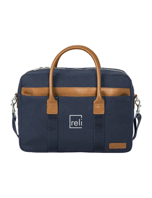 Brooks Brothers Wells Dark Navy Briefcase w/Reli Title Logo