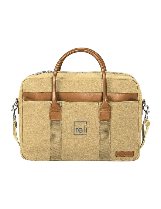 Brooks Brothers Wells Dark Tan Briefcase w/Reli Title Logo