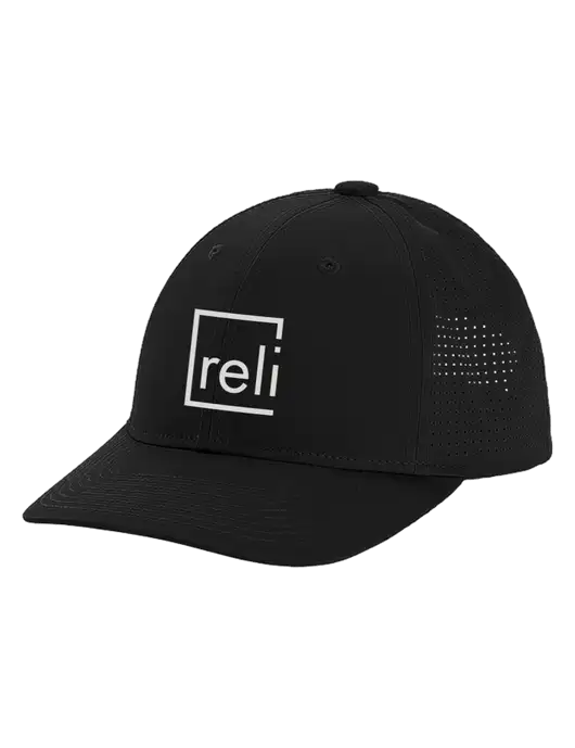 Pro-Cut Structured Snapback with Pinhole Mesh Black Cap w/Reli Title Logo