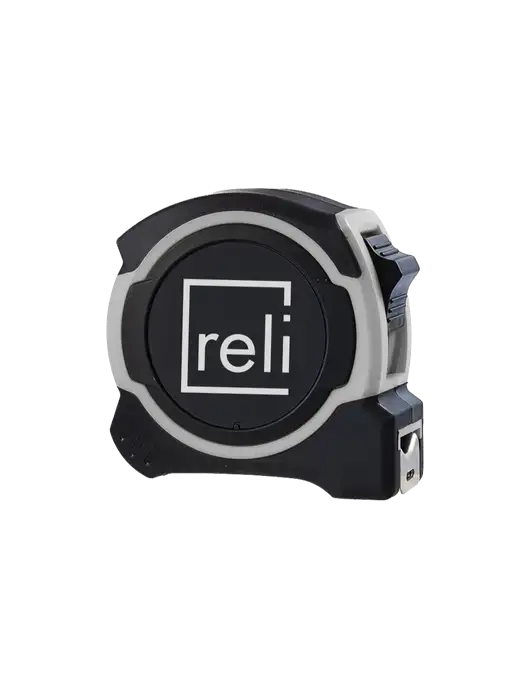 Light Grey and Black Pro Tape Measure, 25'
 w/Reli Title Logo