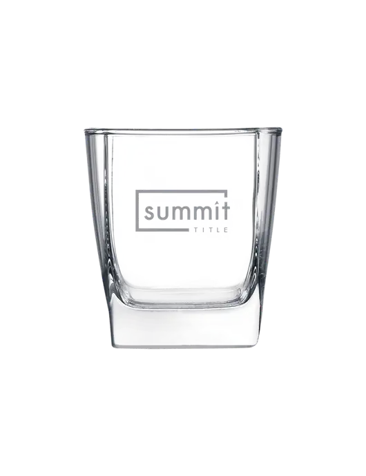 10.5 oz Square on the Rocks Glass  w/Summit Title Logo