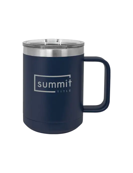 Polar Camel 15 oz Powder Coated Navy Vacuum Insulated Mug with Slider Lid w/Summit Title Logo