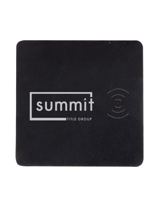 Black Laserable Leatherette Phone Charging Mat w/Summit Title Group Logo