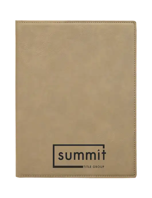 Tan Leatherette 7 x 9 Portfolio with Notepad w/Summit Title Group Logo