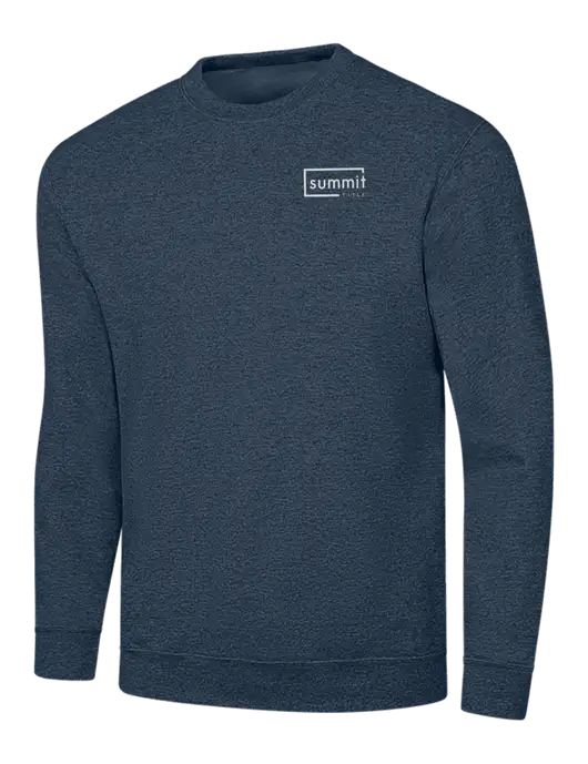 Heather Navy 7.8 oz Ring Spun Crew Sweatshirt w/Summit Title Logo