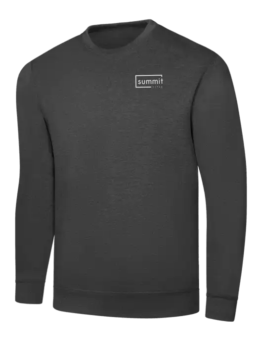 Dark Heather Grey 7.8 oz Ring Spun Crew Sweatshirt w/Summit Title Logo