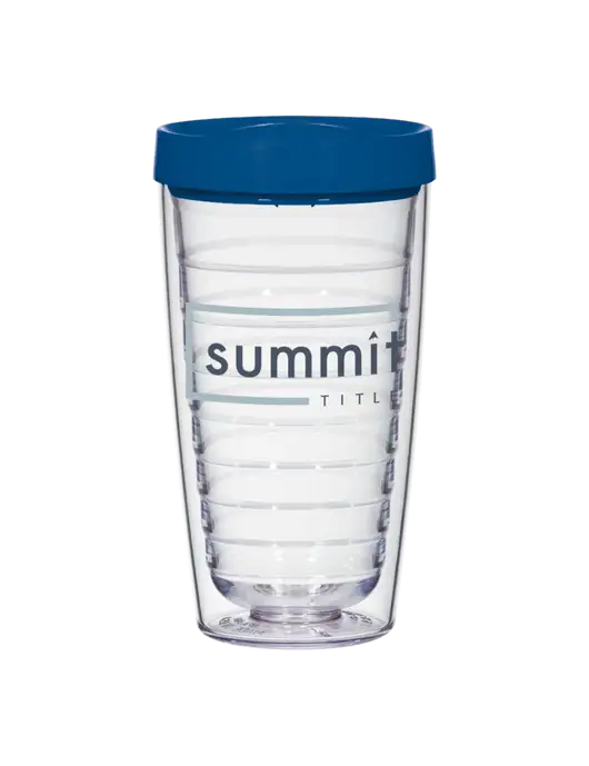 16 oz Trivex Double Wall Tumbler with Light Navy Travel Lid w/Summit Title Logo