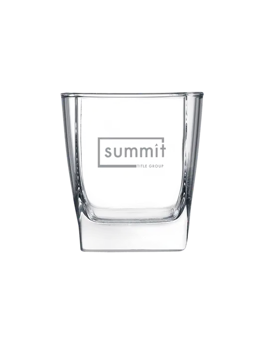 10.5 oz Square on the Rocks Glass  w/Summit Title Group Logo