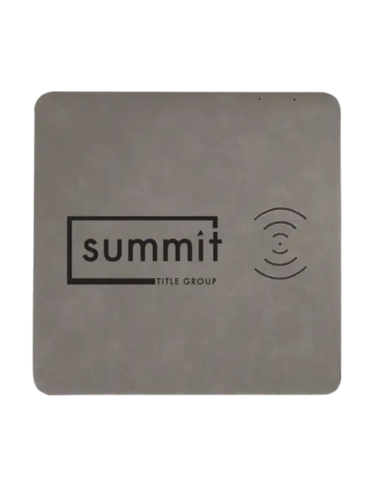 Grey Laserable Leatherette Phone Charging Mat w/Summit Title Group Logo