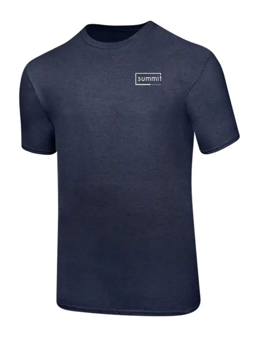 Ring Spun Heather Navy 4.5 oz T-Shirt w/Summit Title Group Logo