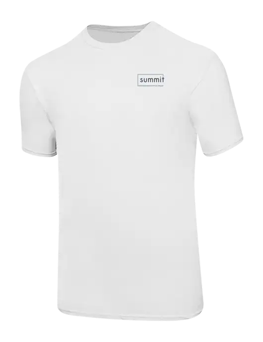 Ring Spun White 4.5 oz T-Shirt w/Summit Title Group Logo