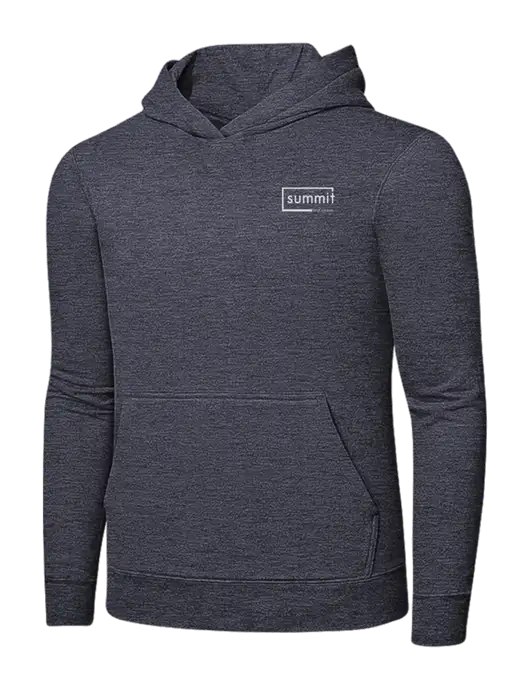 Heather Navy 7.8 oz Ring Spun Hooded Sweatshirt w/Summit Title Group Logo