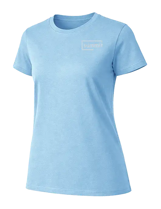 Womens Ring Spun Light Blue 4.5 oz T-Shirt w/Summit Title Logo