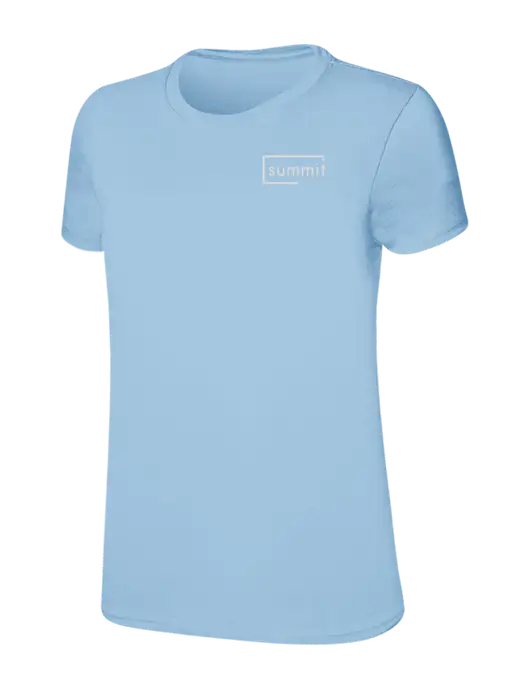 Womens Ring Spun Light Blue 4.5 oz T-Shirt w/Summit Title Logo