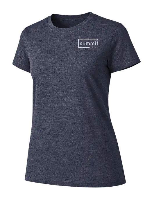 Womens Ring Spun Heather Navy 4.5 oz T-Shirt w/Summit Title Logo