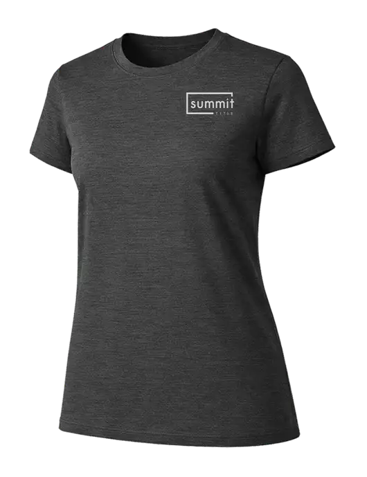 Womens Ring Spun Dark Heather Grey 4.5 oz T-Shirt w/Summit Title Logo