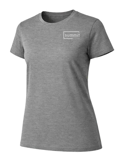 Womens Ring Spun Light Grey Heather 4.5 oz T-Shirt w/Summit Title Logo